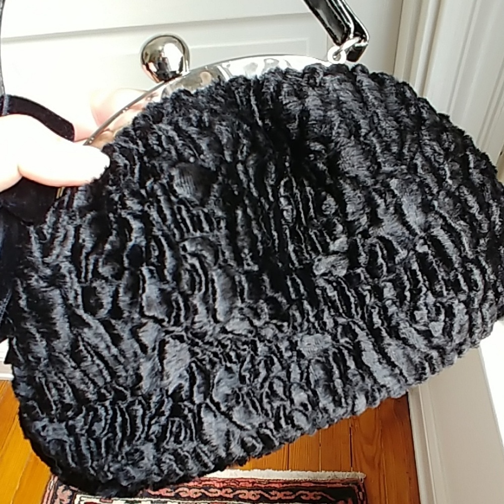 Glenda Gies Baby Chloe faux lambs black purse